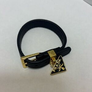 Prada Men's Bracelet in Black with Gold Details